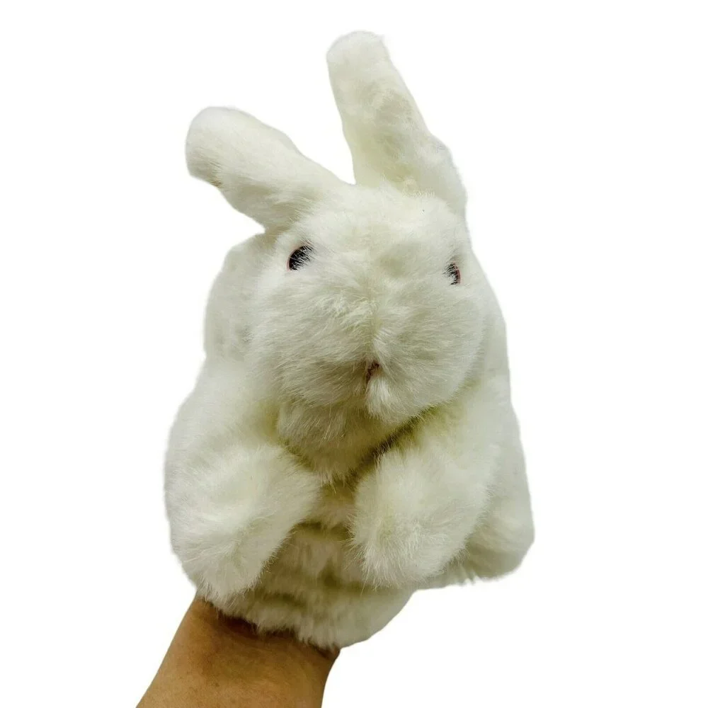 Folkmanis‎ White Bunny Rabbit Hand Puppet #2048 Storytelling Library Pink Eyes